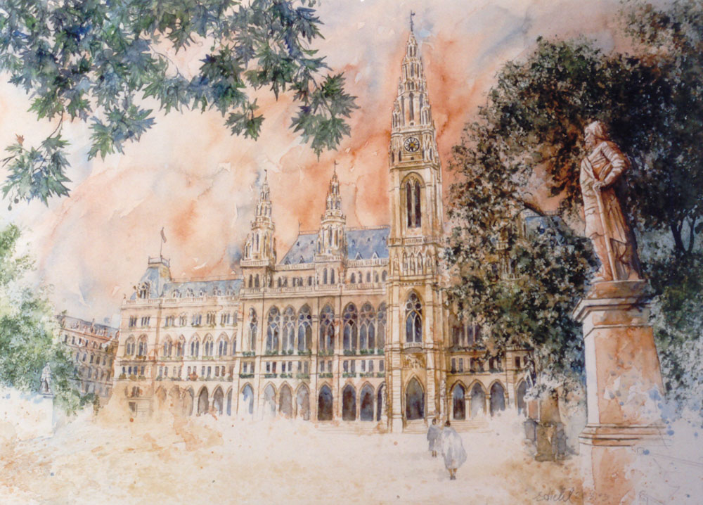 Architektur in Aquarell beim Malkurs in Geras
